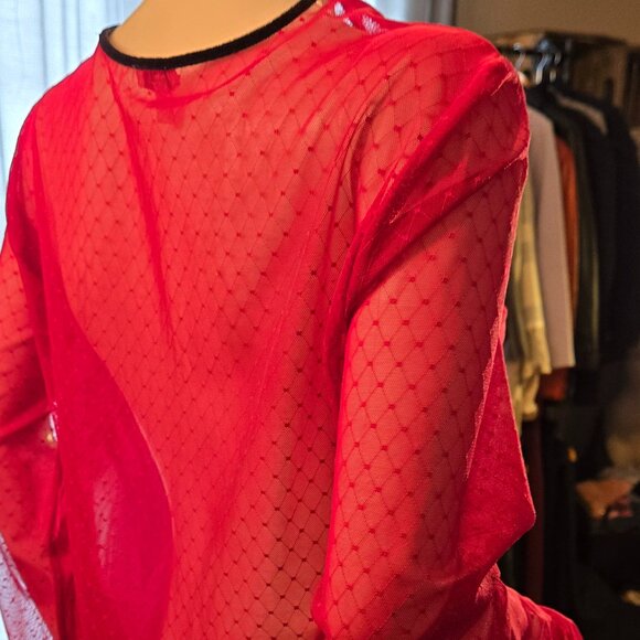 Pink Sheer Mesh Sweater Top XL - Picture 3 of 7